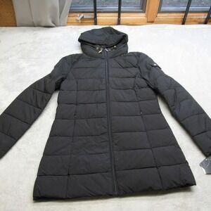 Ralph Lauren Down Jacket Women Medium Black Insulated Puffer Hood $190 NWD